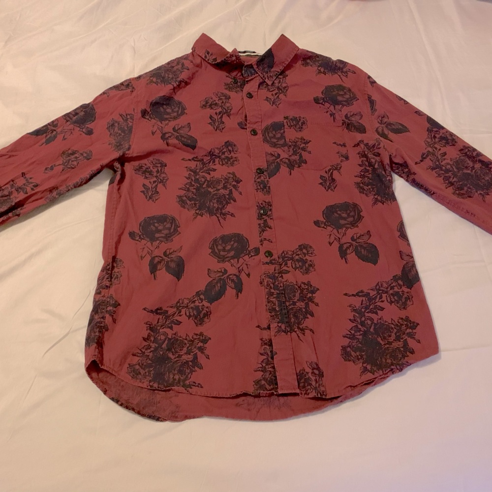 Mens large red shirt with flower designs
